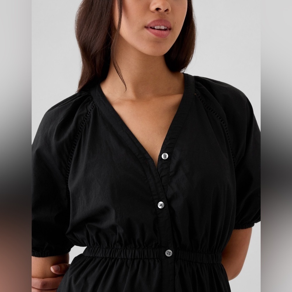 NWT! Gap Black Tiered Maxi Shirtdress - Size MEDIUM TALL 🎮 - Picture 4 of 8